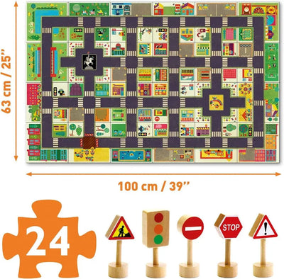 Puzzle en bois Ville avec panneaux de signalisation