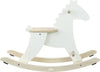 Hudada cheval a bascule en bois ivoire avec arceau