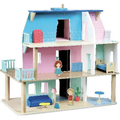 Maison de poupée en bois vue de face