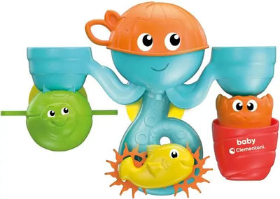 Vue de dessus du jouet avec la pieuvre et les trois animaux aquatiques