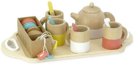 Service à thé 21 pièces, jouet imitation en bois
