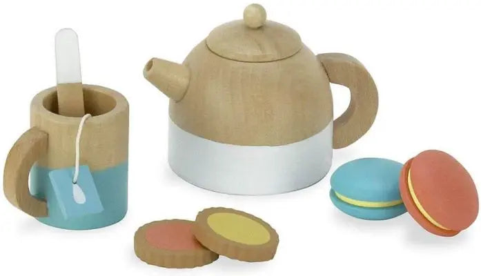 Service à thé 21 pièces, jouet imitation en bois
