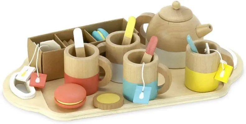 Service à thé 21 pièces, jouet imitation en bois
