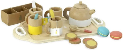 Service à thé 21 pièces, jouet imitation en bois