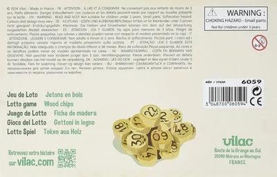 Une image du jeu de loto avec une règle du jeu multilingue